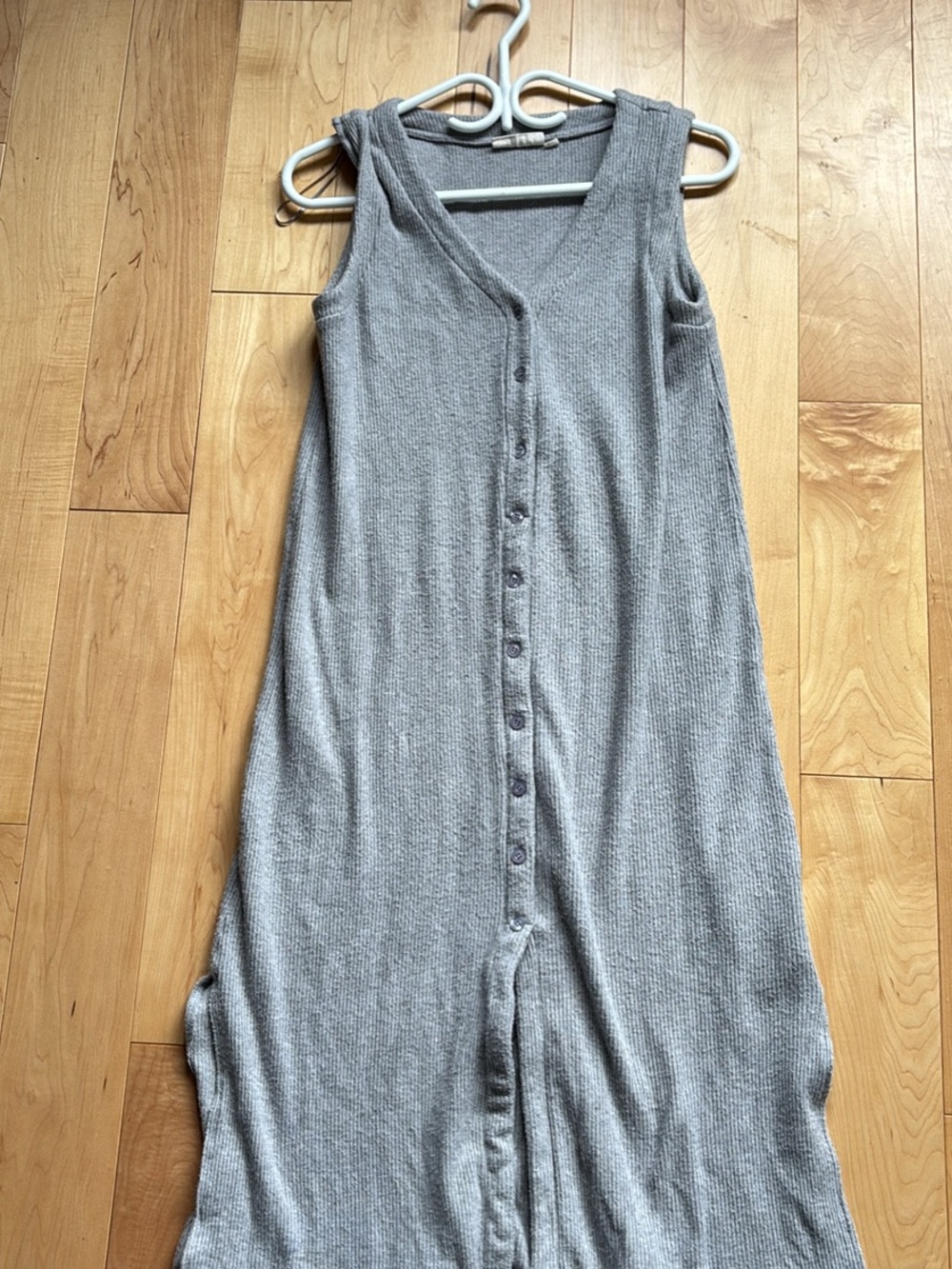 Womance Gray Sleeveless Button-Front Knit Dress Maternity